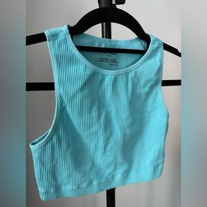Garage Women’s Small Turquoise Blue Ribbed Tank Crop Top